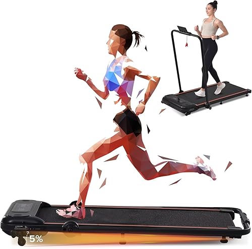 Merax Almohadilla para caminar con inclinación, 2 en 1 para debajo del escritorio, caminadora eléctrica plegable de 2.5 HP, máquina de correr para