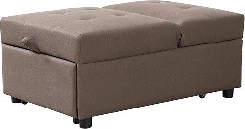 Miniatura 10 de Kings Brand Furniture - Otomana multifuncional, sofá cama, silla convertible, color blanco