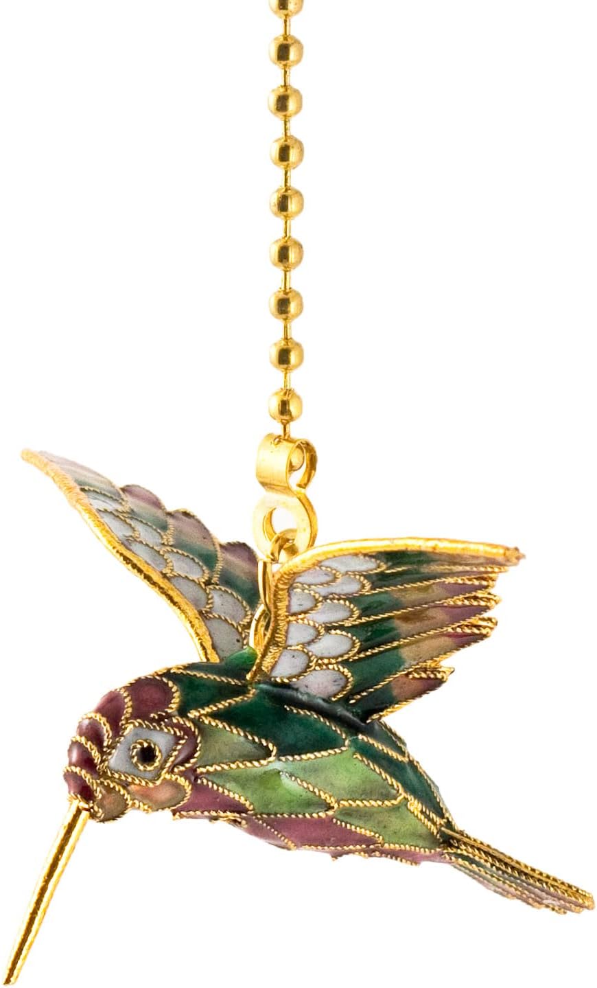 Value Arts Handmade Red Head Cloisonne Hummingbird Fan Pull