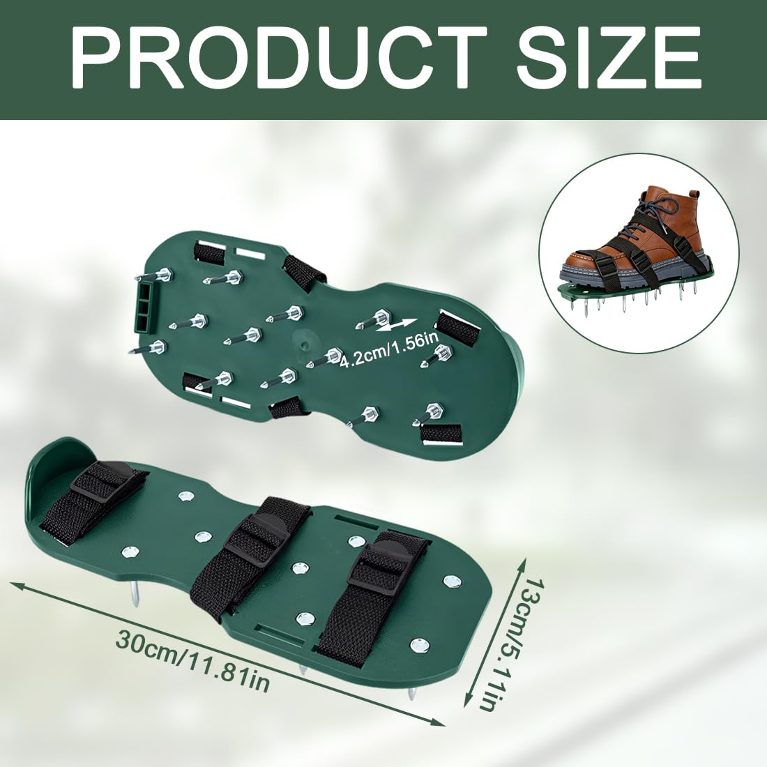 Arieggiatore Per Prato Pantofola Con Chiodi,Con Cinghie Regolabili,Per Aerare Il Prato, Pratici Attrezzi Da Giardinaggio Per La Manutenzione (Verde)