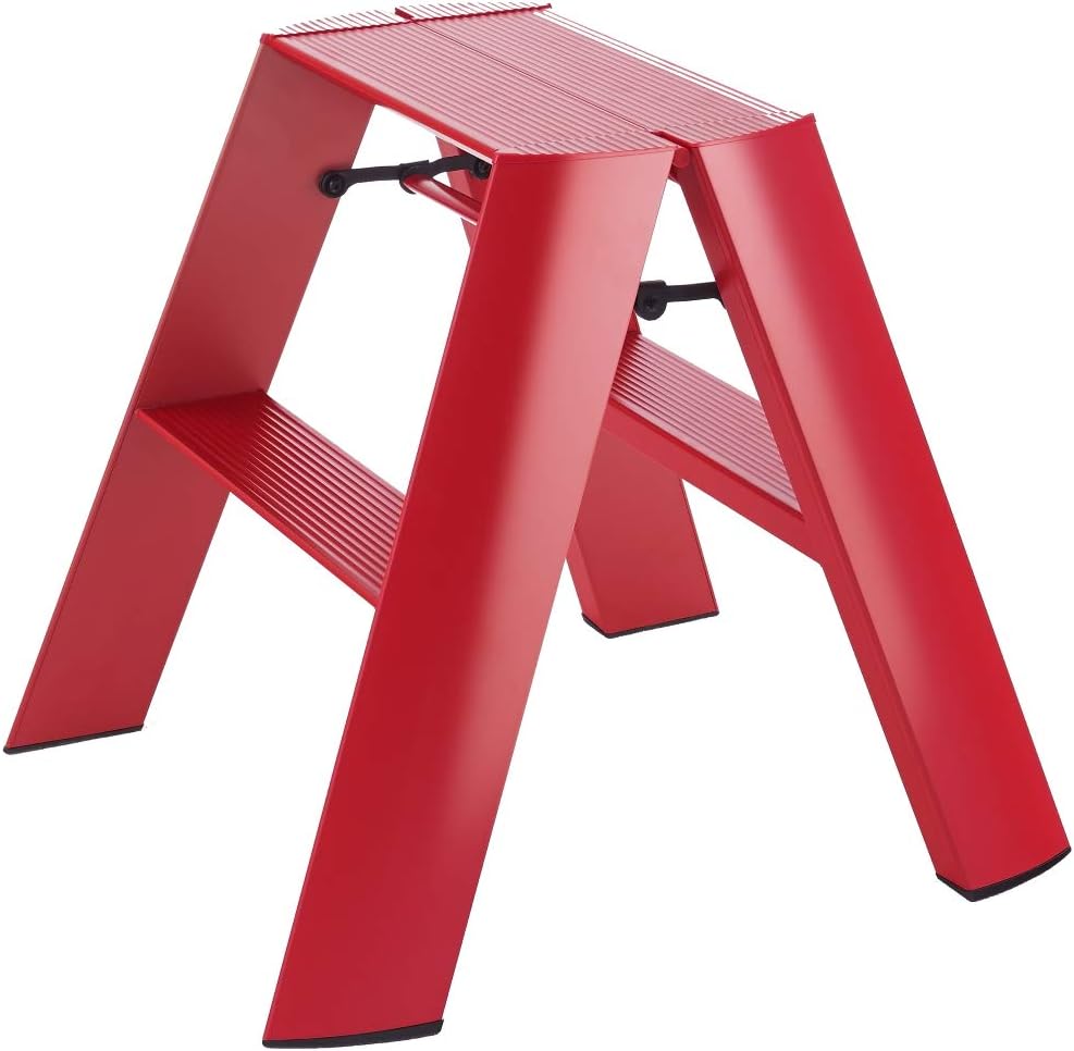 Hasegawa Ladders Lucano Step Stool, Wide 2, Red