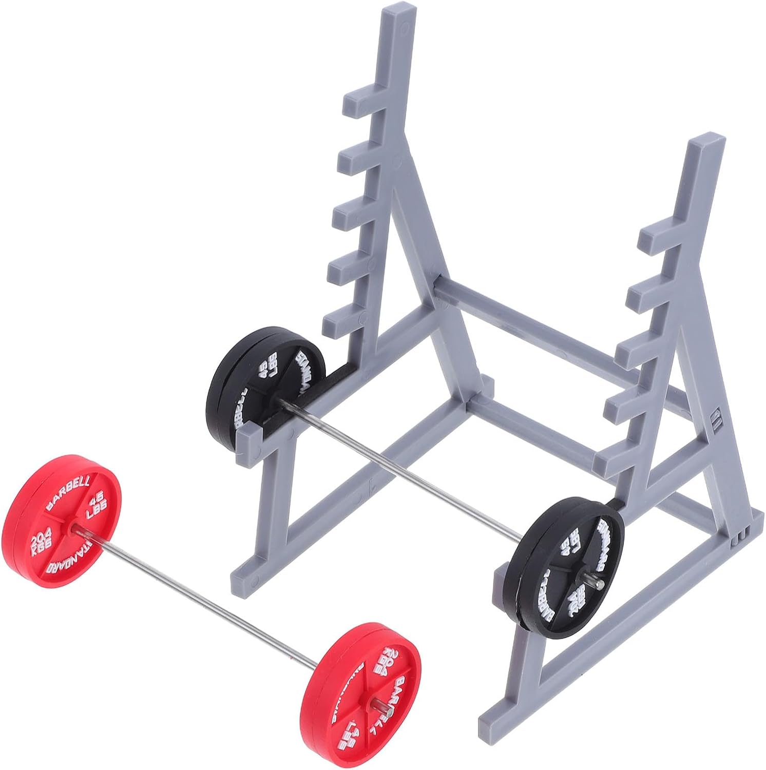 Garneck Mini Barbell Desk Toy Squat Rack Pen Holder Gym Themed Pencil Holder with 2 Barbells Novelty Desk Organizer for Office Home Car Weightlifting Fans