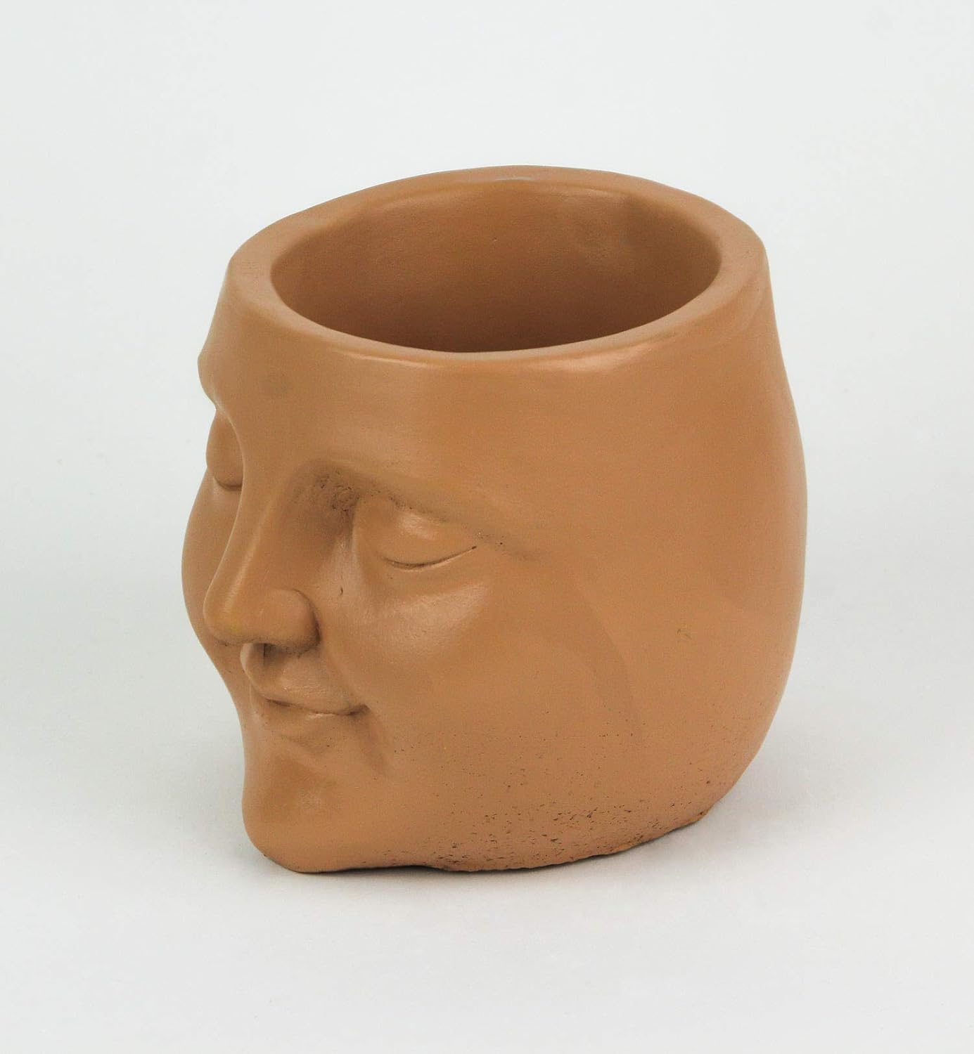 May Adorable Sleepy Face Concrete Head Mini Planter 4.5 Inches High