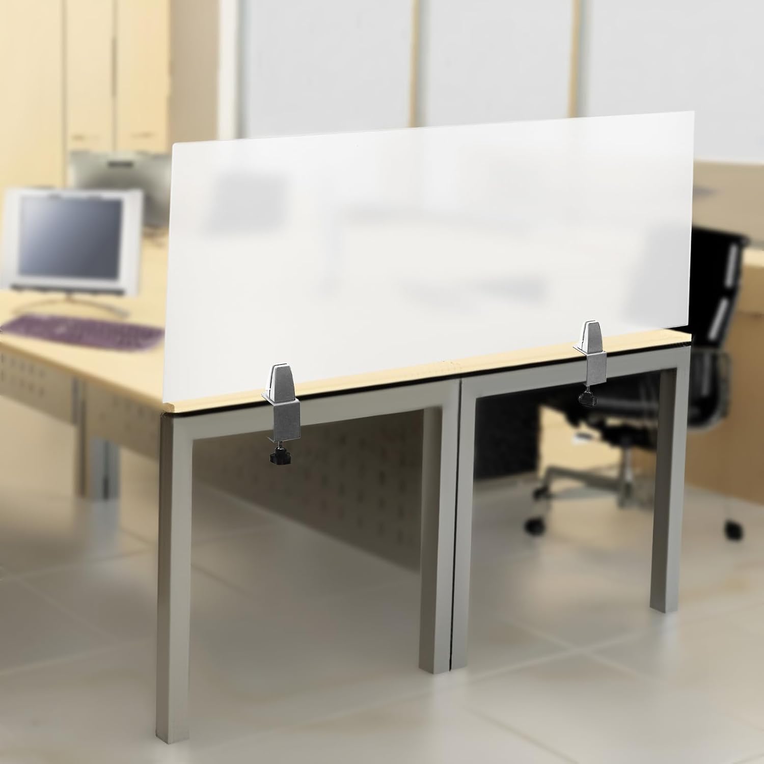 Desk Divider, 47" x 18" Desk Privacy Panel, Frosted Acrylic Office Partition, Table Divider with Clamps, Privacy Divider for Schools Office Call Centers Workstation