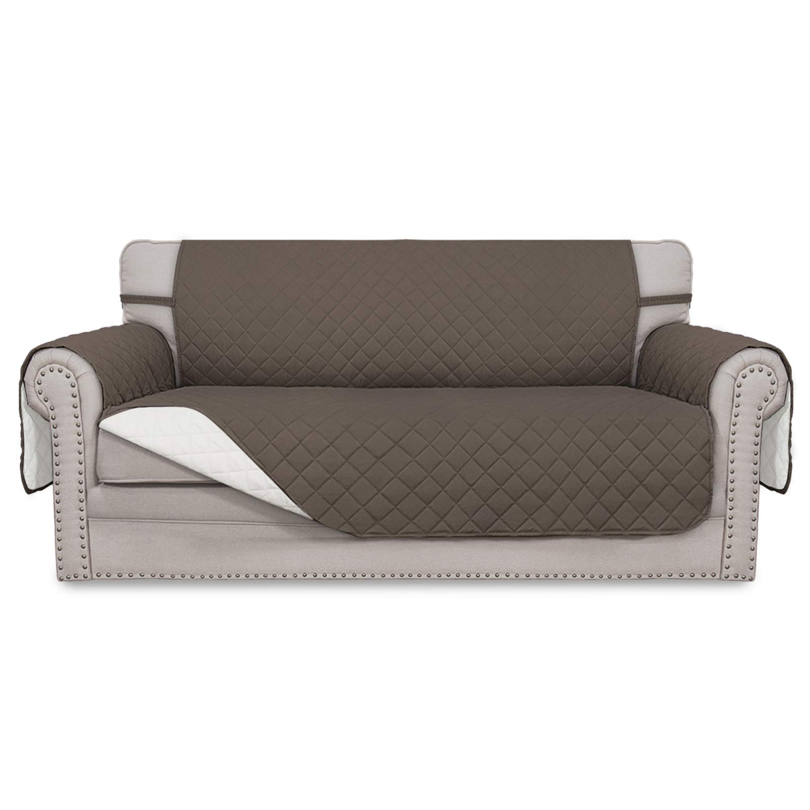 Easy-Going Reversible Couch Cover, 2 Cushion Sofa, Taupe/Ivory