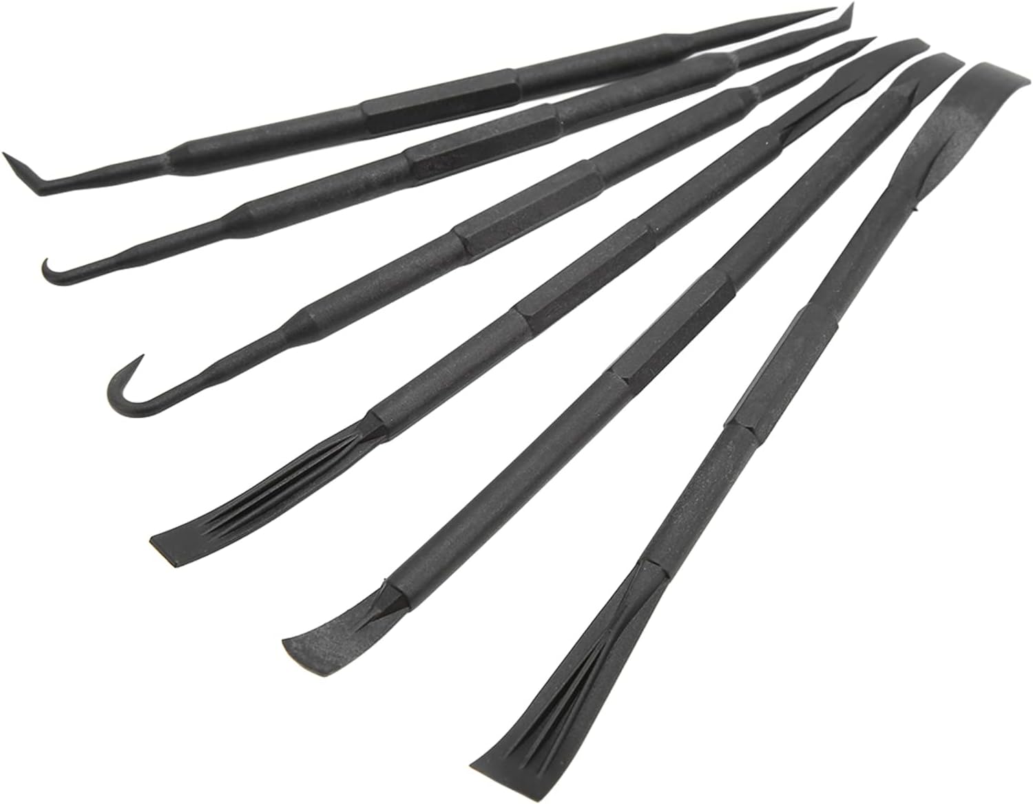 Pry Bar Set, Double Ended ABS Plastic Pry Hook Kit 6Pcs Black for Mechanics DIY Enthusiasts Automotive Repair Industrial Maintenance O Ring Removal