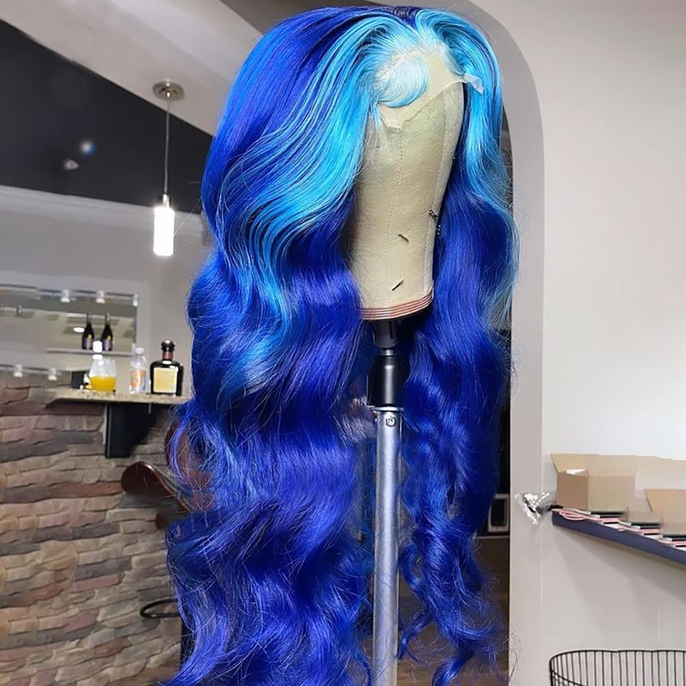 Amazon.com : Anlimer 13x6 Light Blue Highlight Loose Wave Lace Wig