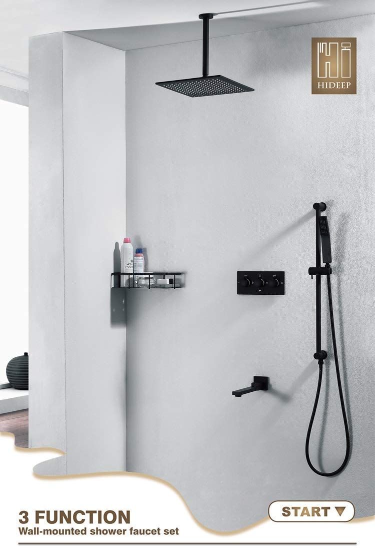 シャワーセット シルバー/ブラック 壁掛け式 シャワーセット ブラックシステム 温度デジタルディスプレイ付き