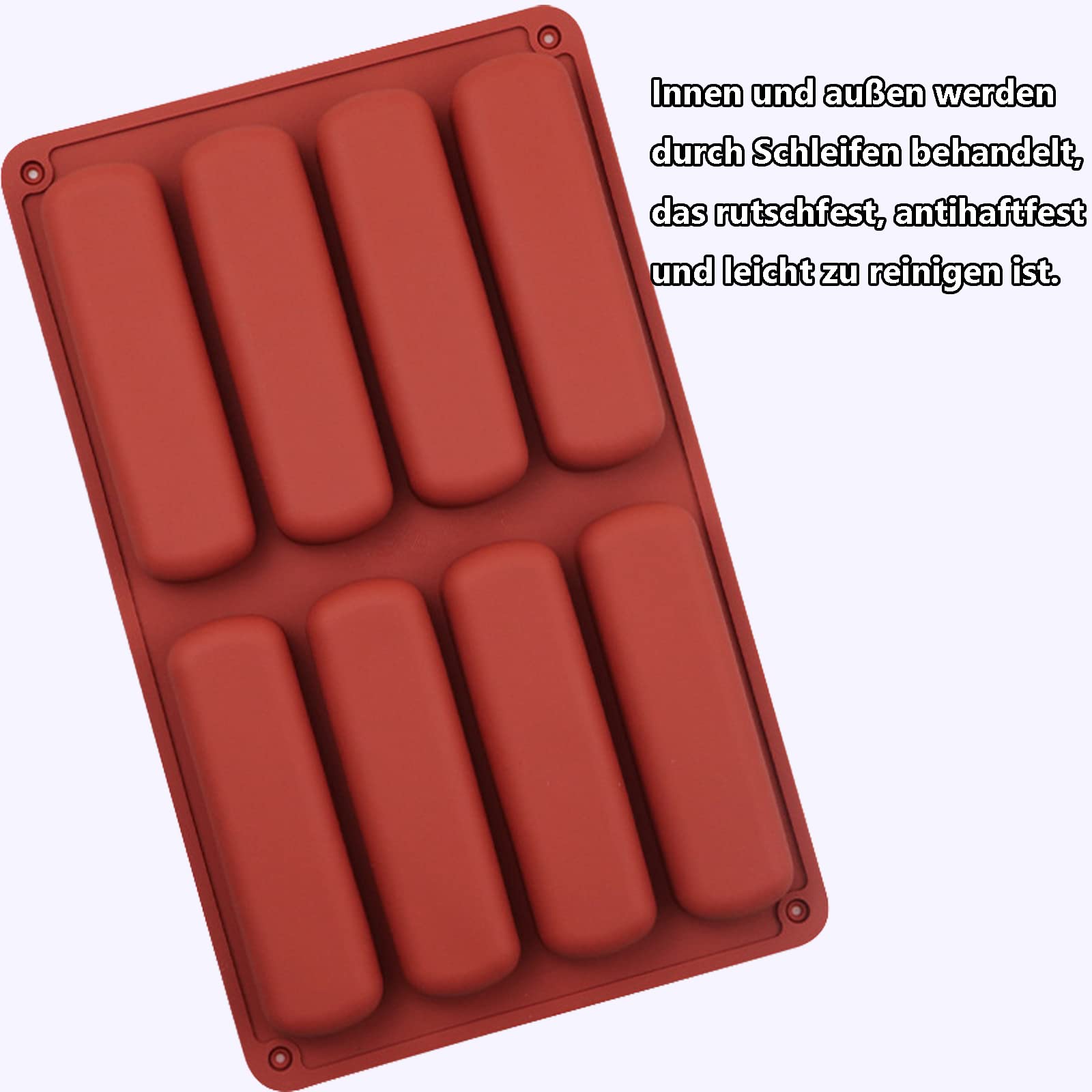 Stampi in silicone da 2 pezzi per barrette di cereali, barrette energetiche rettangolari, 8 cavità, stampo antiaderente per barrette di cereali, muffin, cioccolato, pane al formaggio, barrette di cioc