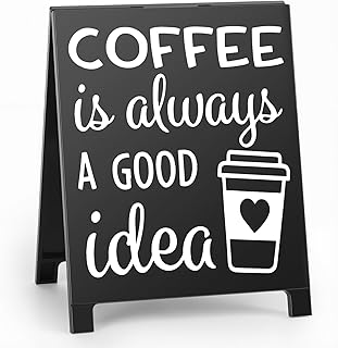 Coffee A Good Idea Desk Decor Sign Retro Coffees Shop Table Display for Coffee Station Home Office Kitchen Bar Cafe Counter Bookshelf Christmas Gift for Coffees Lovers Barista Friends