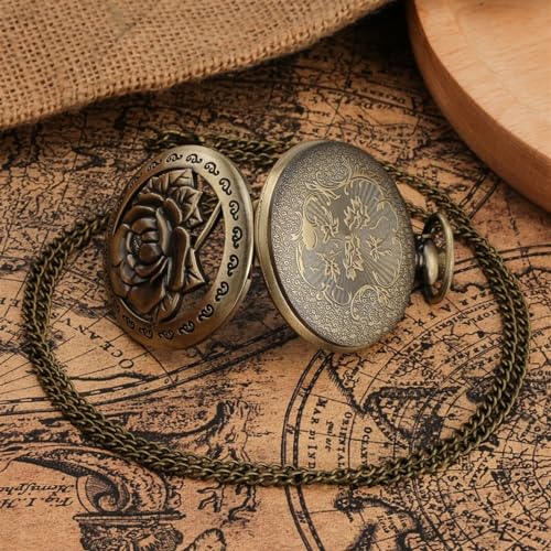 Relógios de Bolso Retro rosa flor colar relógio de bolso masculino feminino quartzo analógico algari