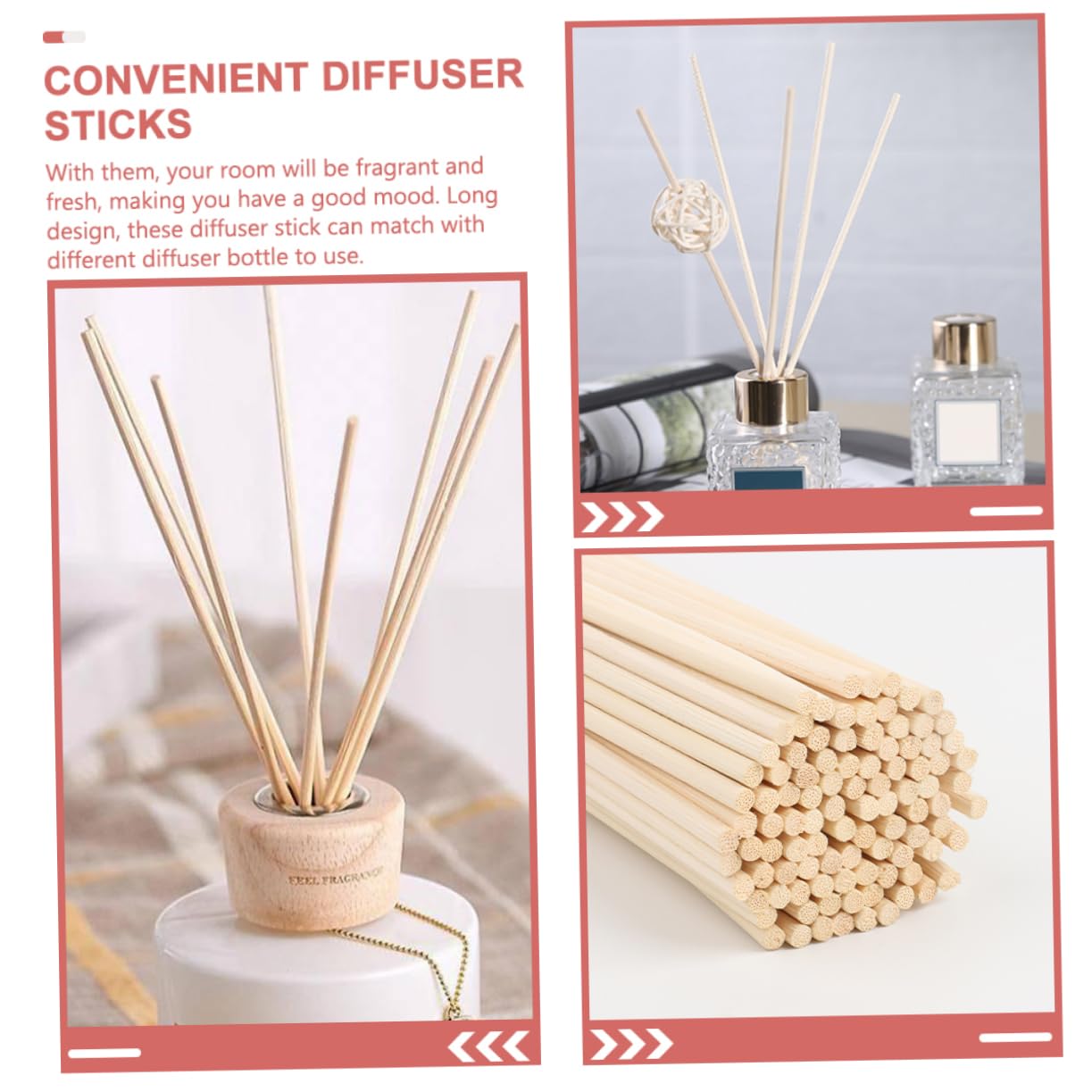ABOOFAN 100pcs Aromatherapy Rattan Diffuser Sticks Essential Oil Diffuser Refills Oil Portable Aroma Sticks for Room