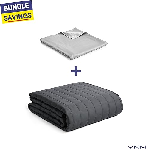 Miniatura 8 de YnM - Funda de edredón para mantas con peso de bambú (48 x 72 pulgadas), estampado gris claro