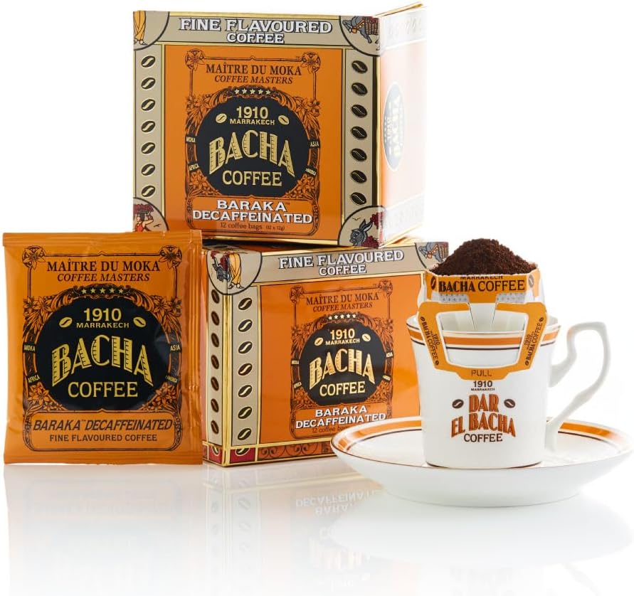 Bacha Coffee | Baraka Fine Flavoured, Medium Roast, 100% Arabica Specialty Coffee, 12 Coffee Drip Bags, Gift Box