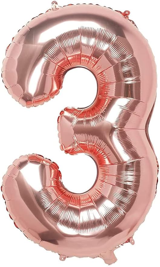 Globo Gigante Número 3 en Oro Rosa de 110 cm para Fiesta