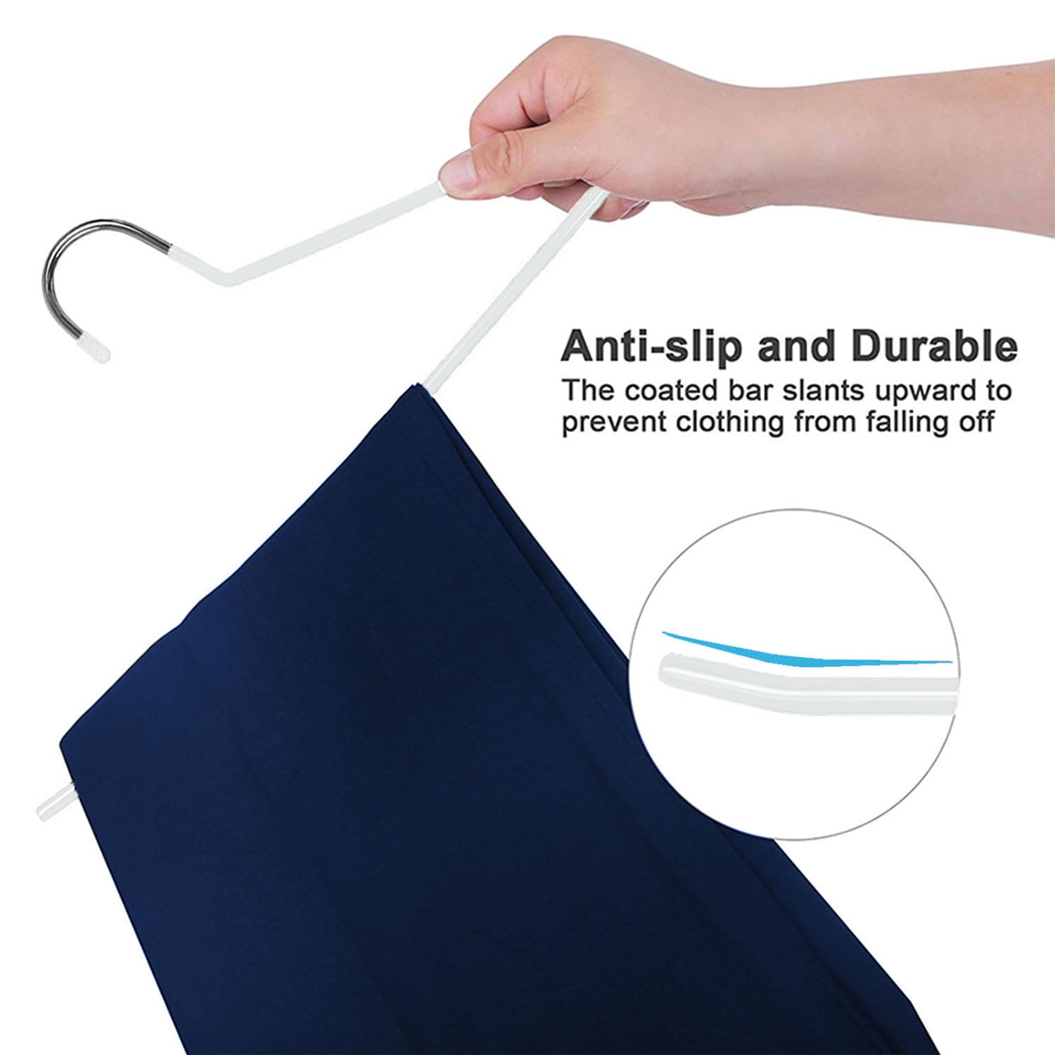 Devesanter, confezione da 20 grucce per pantaloni, grucce in metallo, aperte, salvaspazio, appendiabiti multifunzionali per pantaloni, jeans, asciugamani, sciarpe (bianco)