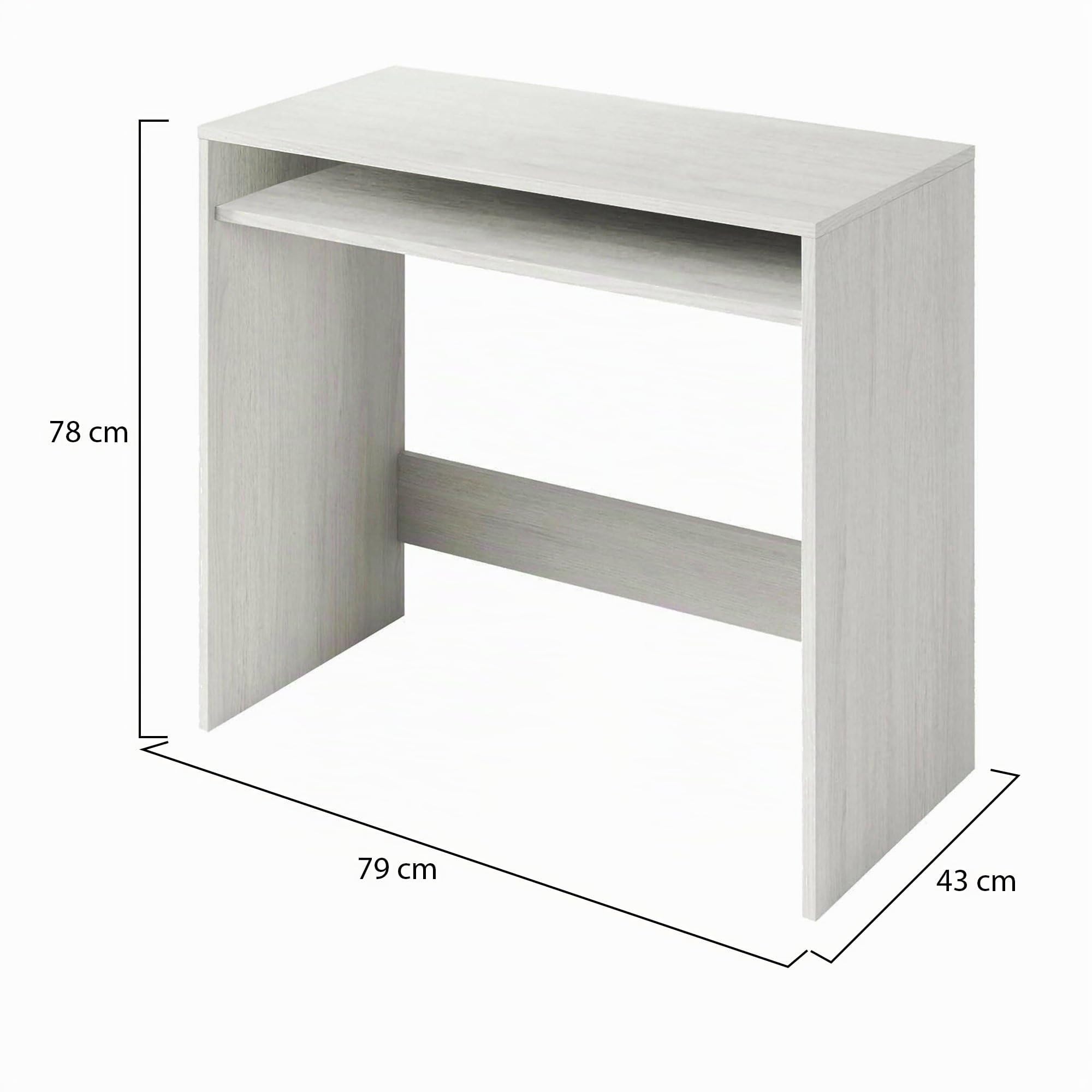 Dmora - Scrivania Portland, Scrittoio lineare con ripiano fisso, Tavolo da studio o ufficio porta PC, 79x43h78 cm, Bianco effetto legno