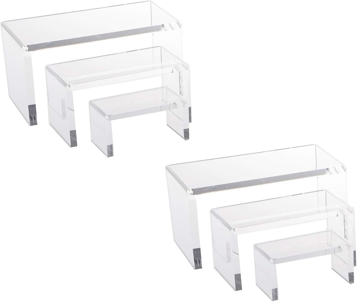 N'ice Packaging Heavy Duty Thick 2 set of 3 Piece Acrylic Riser (6Pcs Total)