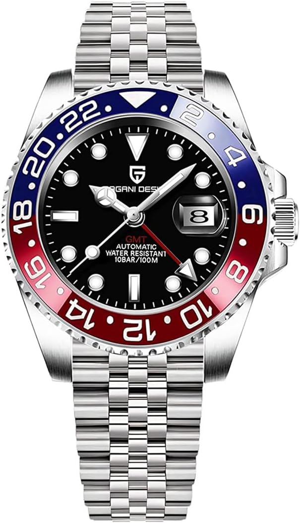 PD-1662 Pagani Design Men's Watches Automatic GMT New Stainless Steel Mechanical Waterproof Wrist Watch for Men Synthetic Sapphire Dial Glass