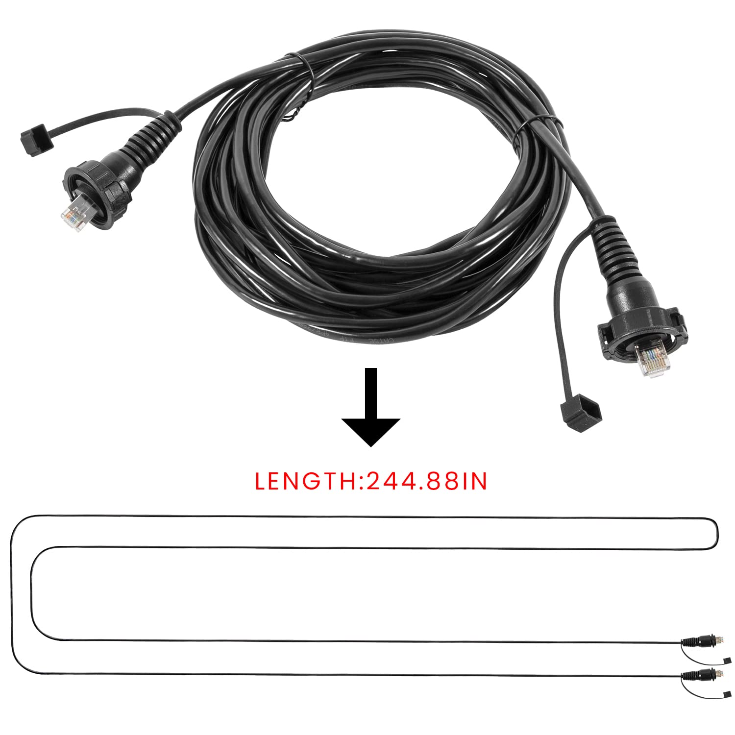 20Foot Marine Network Cable for Garmin GPSMAP,GMR,GSD,ECHOMAP Ultra/Plus/UHD RJ45 Male to Male Ethernet Cable 010-10551-00