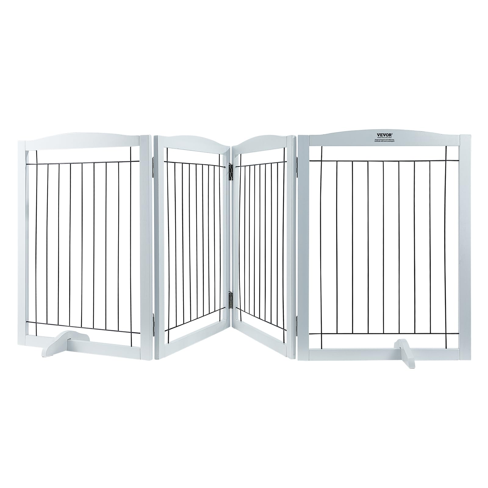 VEVOR Freistehendes Hundetor, Haustiertor, 610 x 813 mm Türschutzgitter 4-Platten-Faltbares Hundetor für Breite & Schmale Durchgänge, Erweiterbare Klappbare Hundebarriere, Weißes Treppenschutzgitter