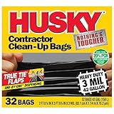 42 Gal Poly - America HKR42WC032B Black Husky Wave Cut Contractor Trash Bags, 32-Count