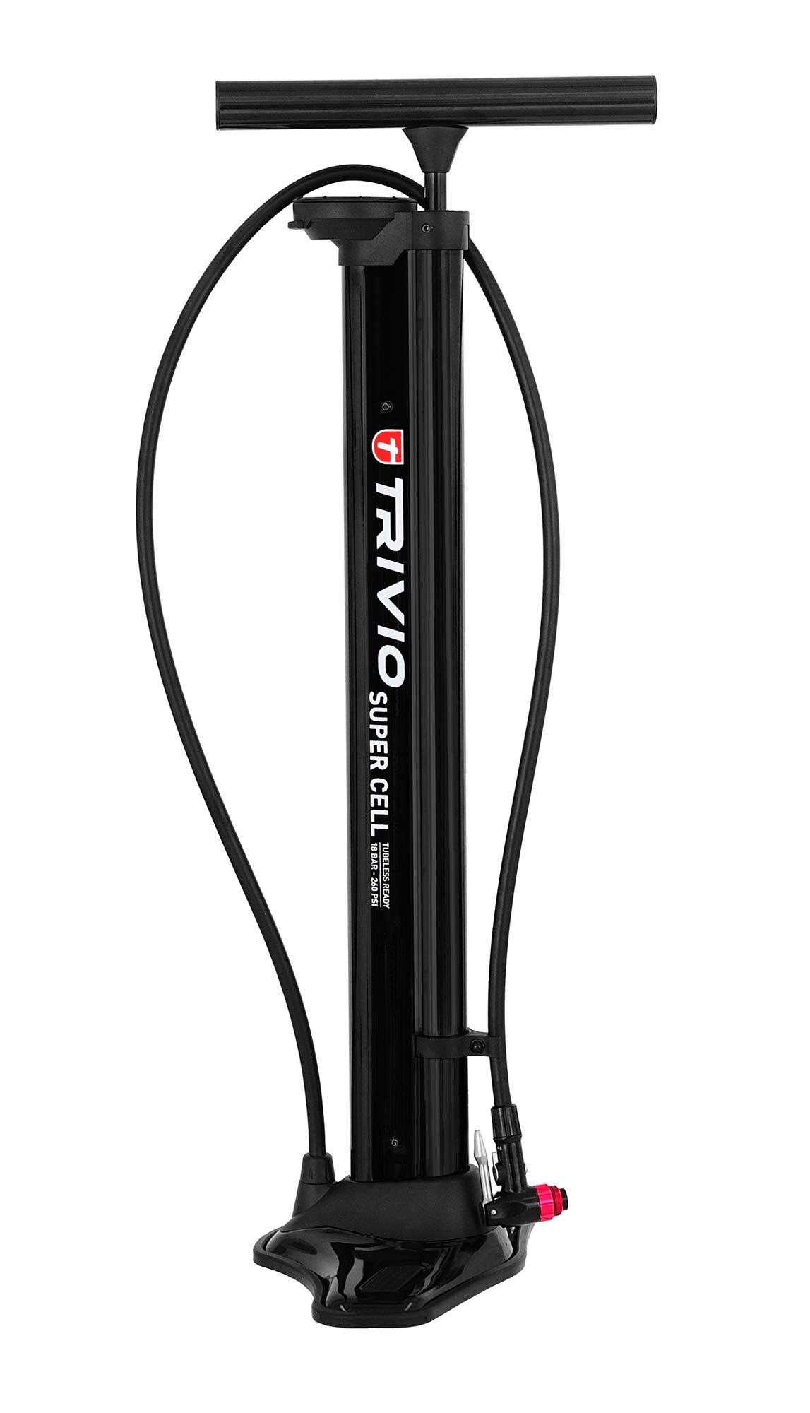 Trivio - Fahrradpumpe Super Cell Hochdruck mit Lufttank fur Tubeless Reifen - 18Bar - Aluminium - Standpumpe für schnelles und einfaches Aufpumpen - Robustes Aluminiumgehäuse - Geeignet für
