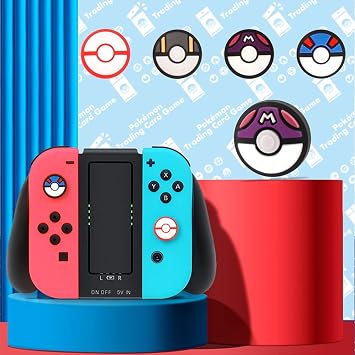 PERFECTSIGHT Switch Thumb Grips, Cut Joystick Caps for Nintendo Switch, 4 PCS Thumbstick Cover for Switch Lite/OLED, Analog Stick Button Cover for NS Joycon Controller (PKballs)
