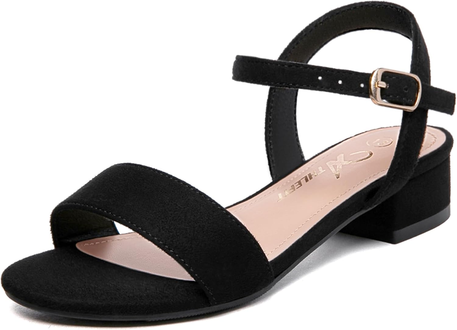 Athlefit Girls Sandals Open Toe Ankle Strap Low Heels Girl Dress Shoes For Toddler Little Big Kid