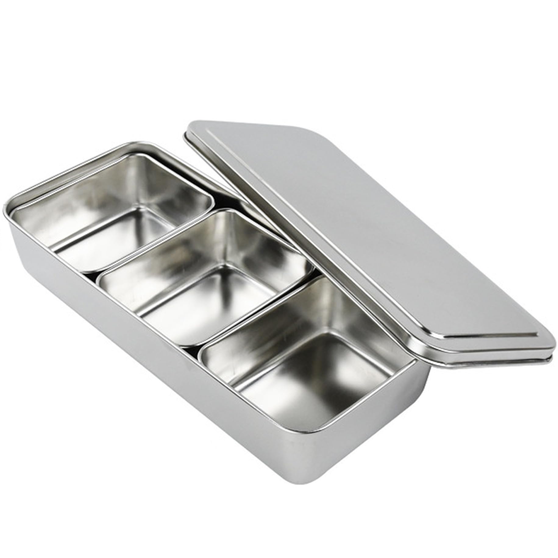Gewürzbehälter Set, Edelstahl -Gewürzgläsern, 3 Fächer -Salzzucker -Speicher -Organisatoren Kasten -Küchenutensilien mit Deckel