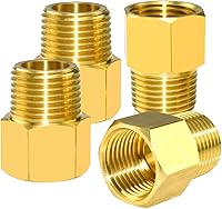 Vista 1 de 4 piezas de tubería de latón 3/8 "NPT hembra rosca tubería x 3/8 "NPT macho rosca reductor adaptador manguera NPT conector de latón