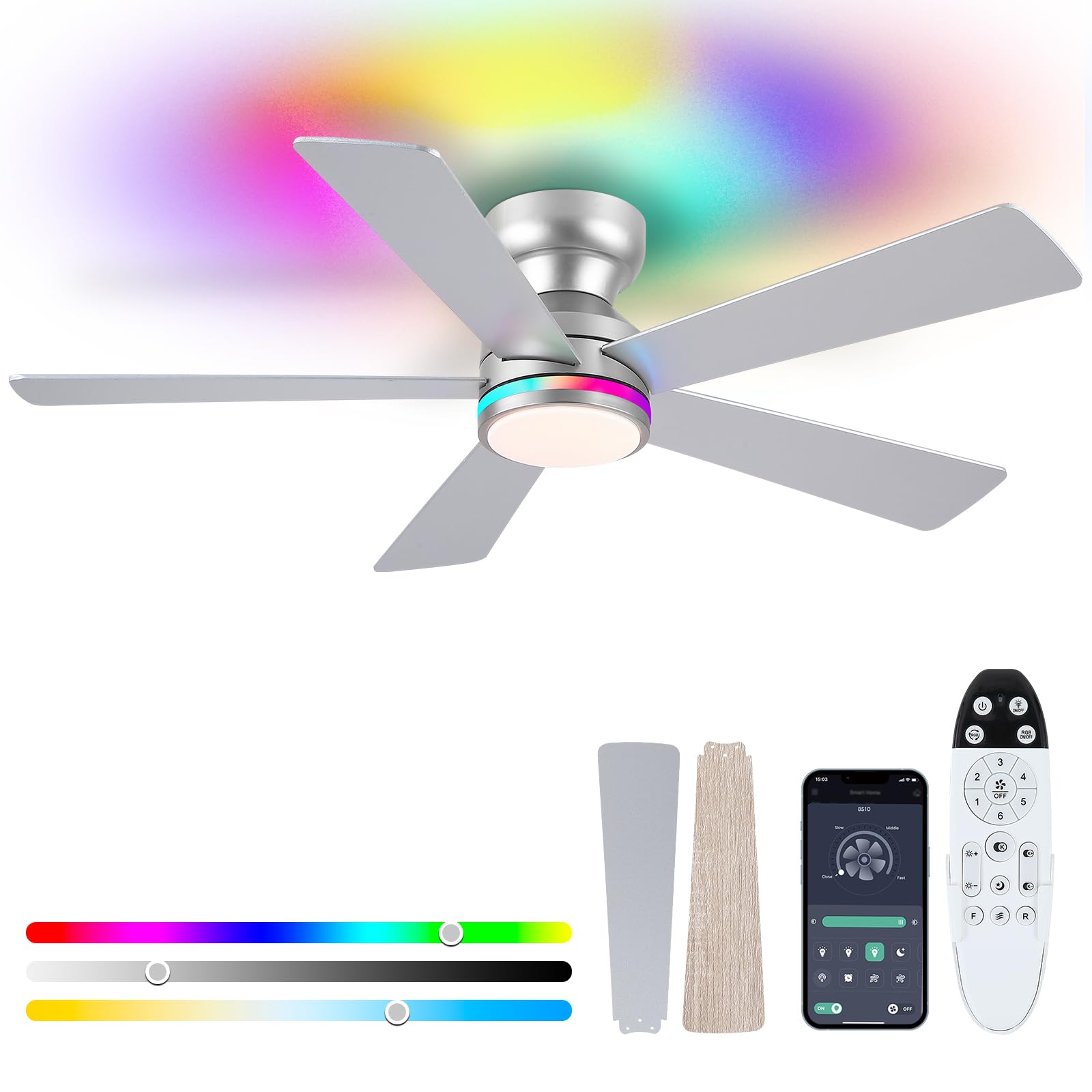 Photo 1 of BYKISTOK 46" RGB Ceiling Fan with Dimmable LED Light