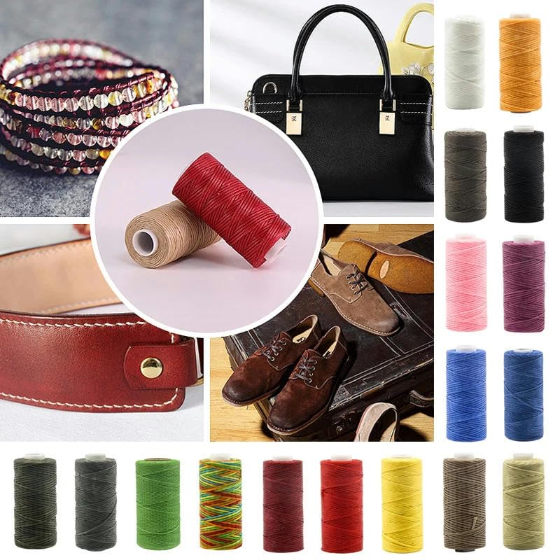Nici do szycia，Nić poliestrowa Buty Skórzane Narzędzia Szycie Ręczne Płaskie Rzemiosło Woskowany Sznurek Wisiorek Lina DIY Linia do szycia(Onecolor)