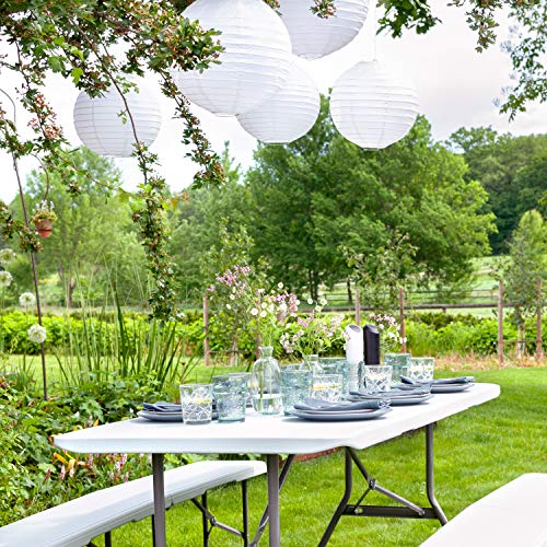 Park Alley Bierzeltgarnitur Gartenmöbel-Set, Festzeltgarnitur aus Kunststoff, Bierbank und Biertisch sind zusammenklappbar, Im Gartengarnitur Set enthalten sind: 2x Bierbank, 1x Biertisch, glatt weiß - 5