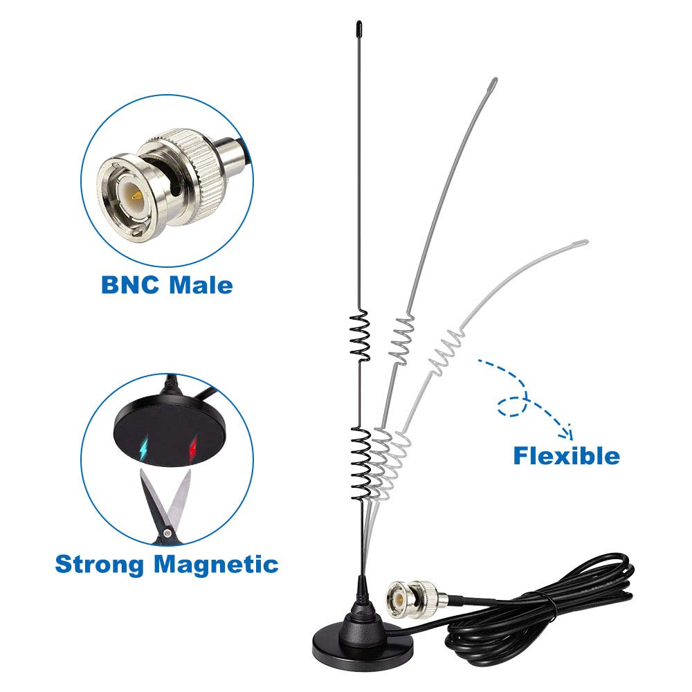 Bingfu Ham Amateur Radio Antenna Magnetic Base BNC Male Compatible with Uniden Bearcat Whistler Mobile Radio Shack Police Scanner