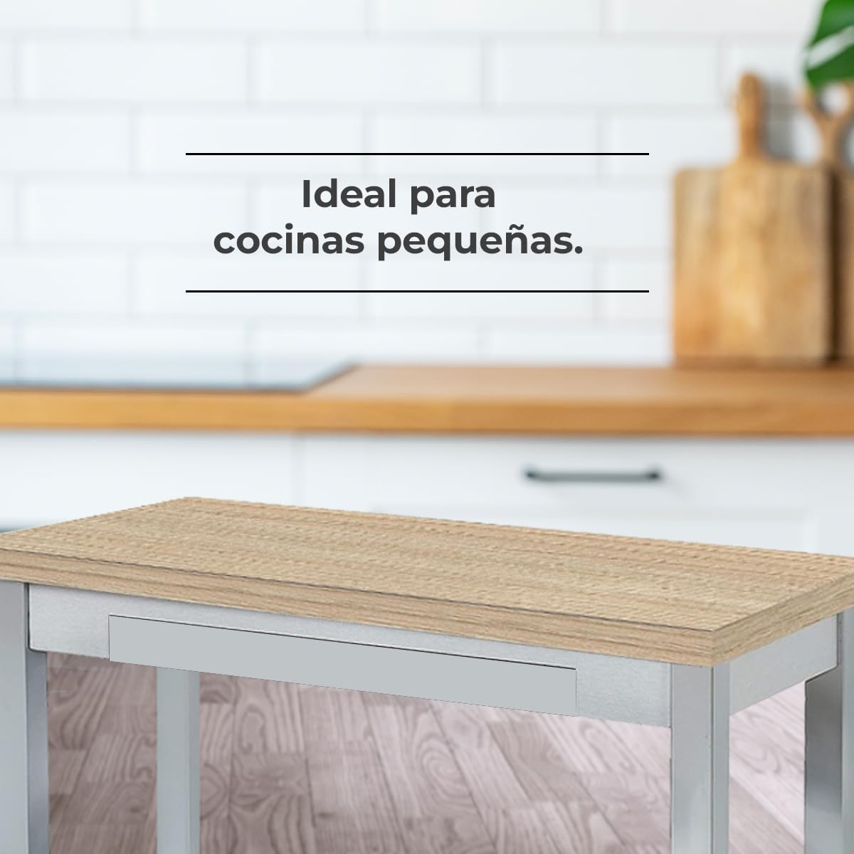ASTIMESA Tipo Libro Tavolo da Cucina, Metallo Vetro Legno, Rovere Raw, 80x40cm