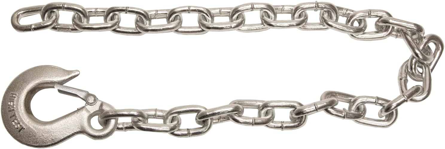 Buyers Products B03822SC Class 4 Trailer Safety Chain with Forged Slip Hook, Zinc Plated, 22 Chain, 3/8 Chain Diameter, 30 Proof Coil, 10,000lb MGTW, Heavy Duty Commercial Binder Chain