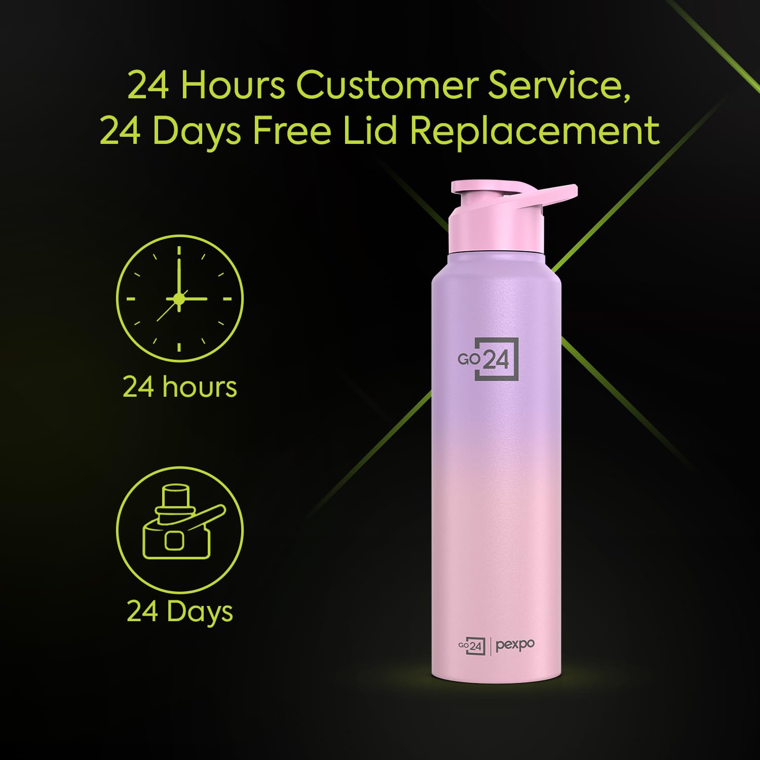 Go24 pexpo Stainless Steel Water Bottle Craft Pink-Purple Ombre 950ml 3