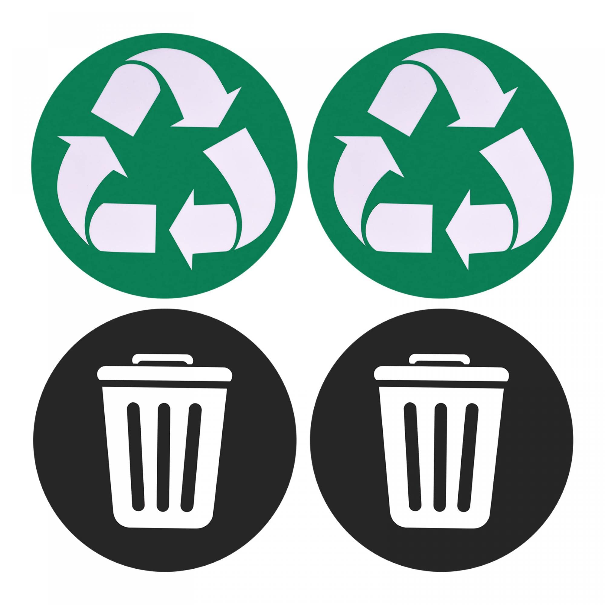 sourcing map Recycle Sticker Bin Labels 5 Inch Self-Adhesive Vinyl for Stainless Steel/Plastic Trash Can, Green & Black, 4 Pack