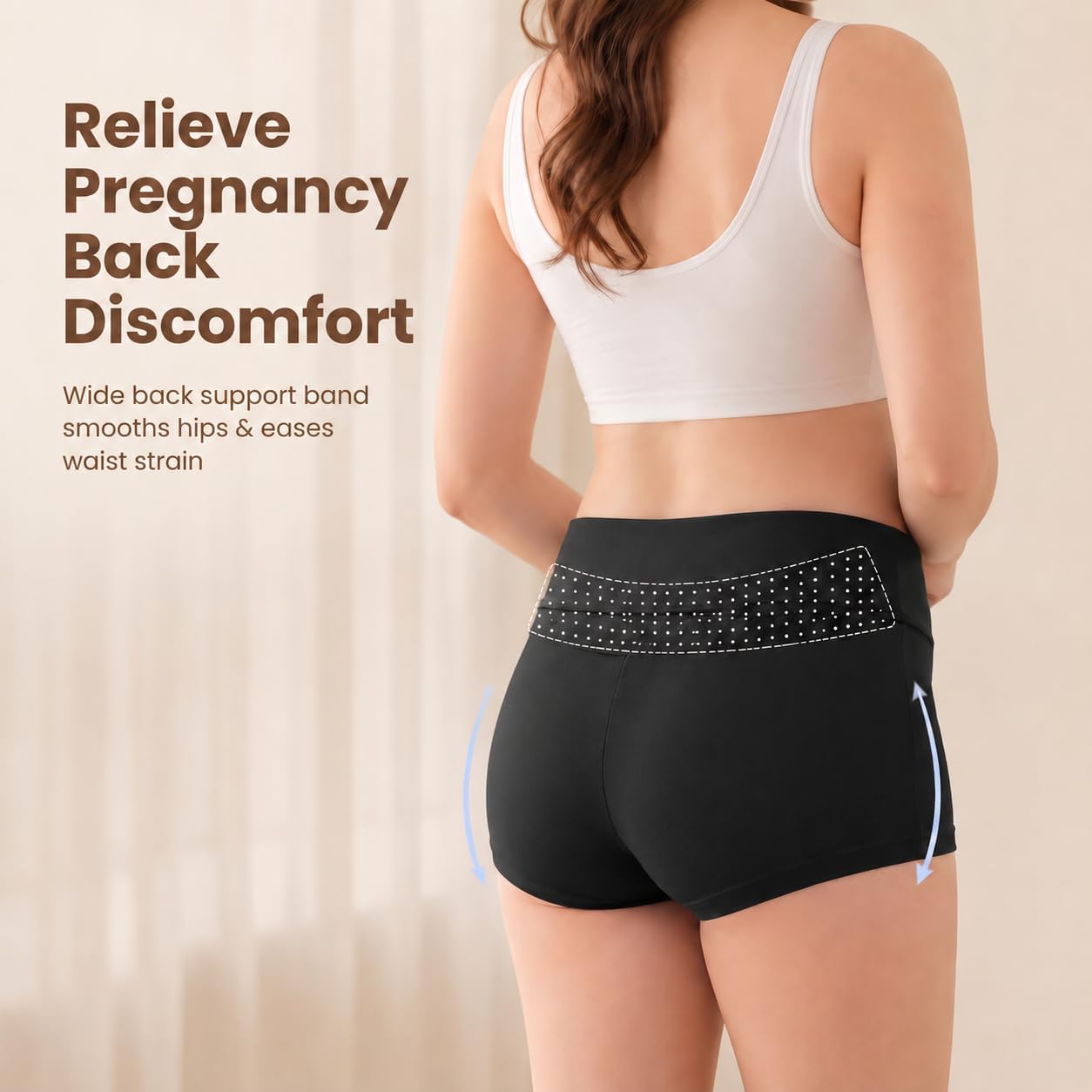 Women's Maternity Underwear Cotton Under the Bump Boyshorts Panties 4-Pack (Black)