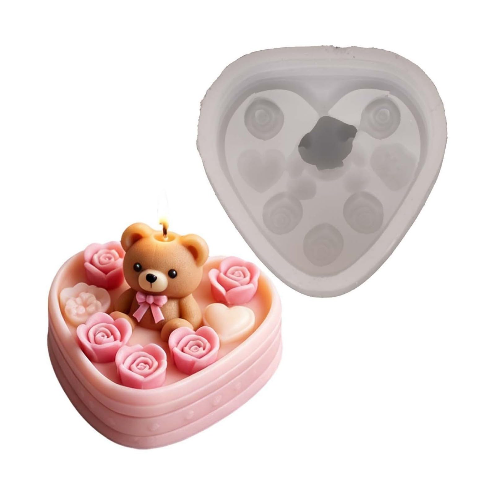 Kalttoy Sturdy Silicone Braideds Heart Multipurpose for Soaps Chocolates Hobbies Rose