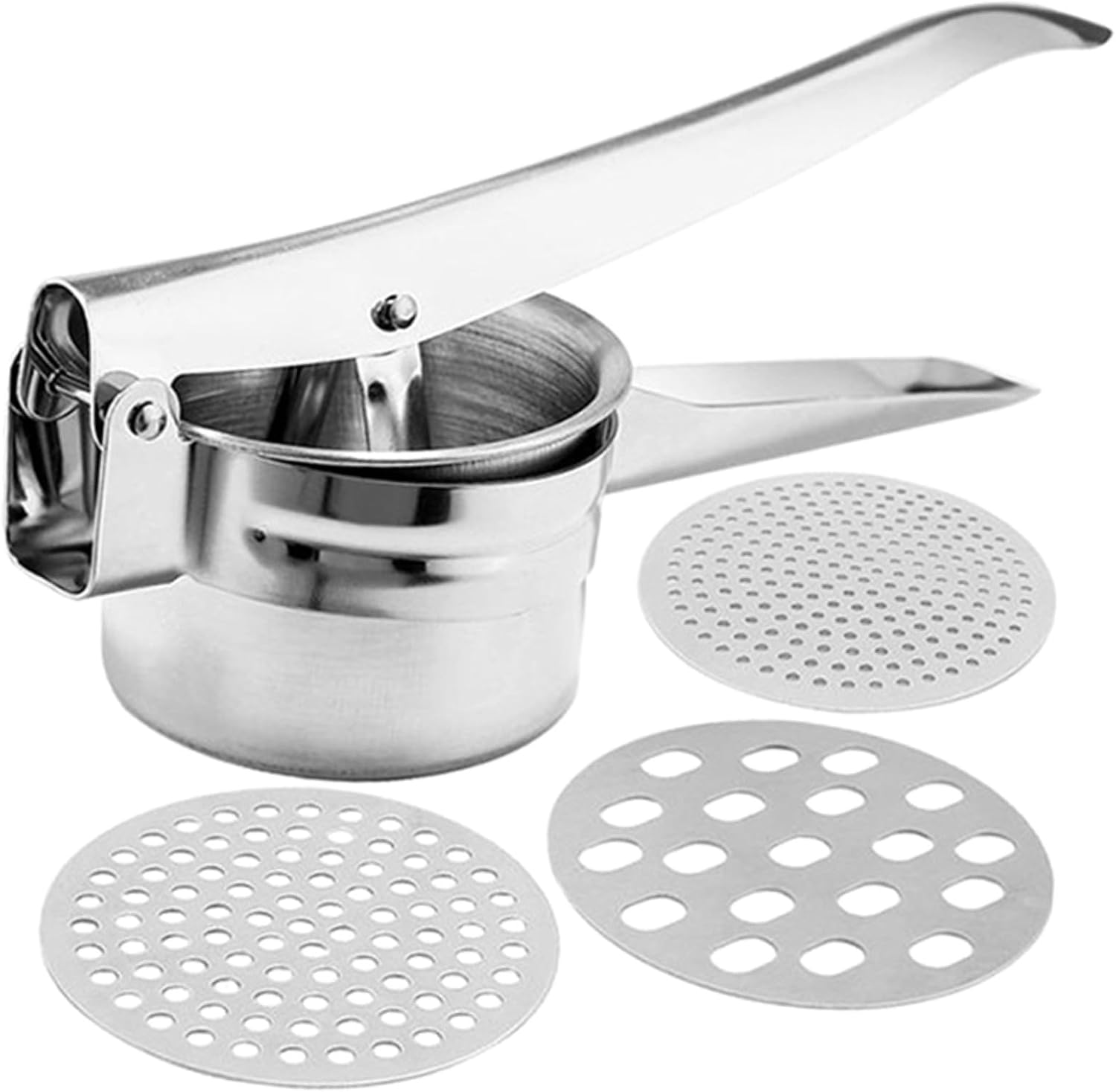 Stainless Steel Potato Ricer Masher Kitchen Crusher with Ergonomic Non-slip Handle for Quick Mashed Potatoes Food Puree Suitable for Home and Restaurant Use