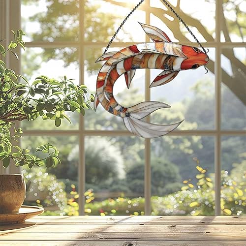 Miniatura 2 de Adornos decorativos de peces Koi, regalos para los amantes de los peces Koi, decoración de Navidad para colgar en la ventana del hogar, cocina,