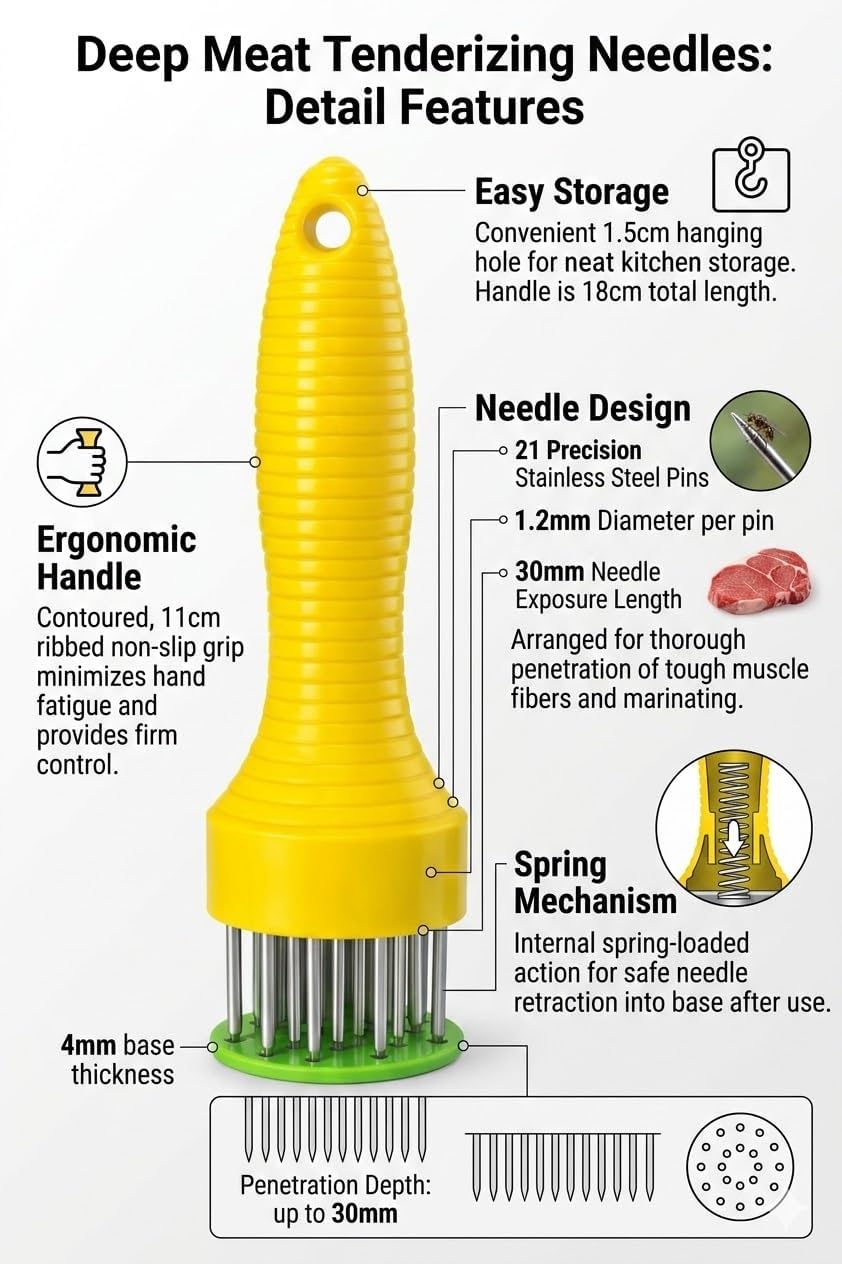 GRILL BUMP Meat Injector Syringe - 3 Marinade Injector Needles for BBQ Grill, Portable Turkey Injector kit for Smoker,Marinades Injector for Meats with 1oz Large Capacity 1 Brush Easy to Use & Clean 2