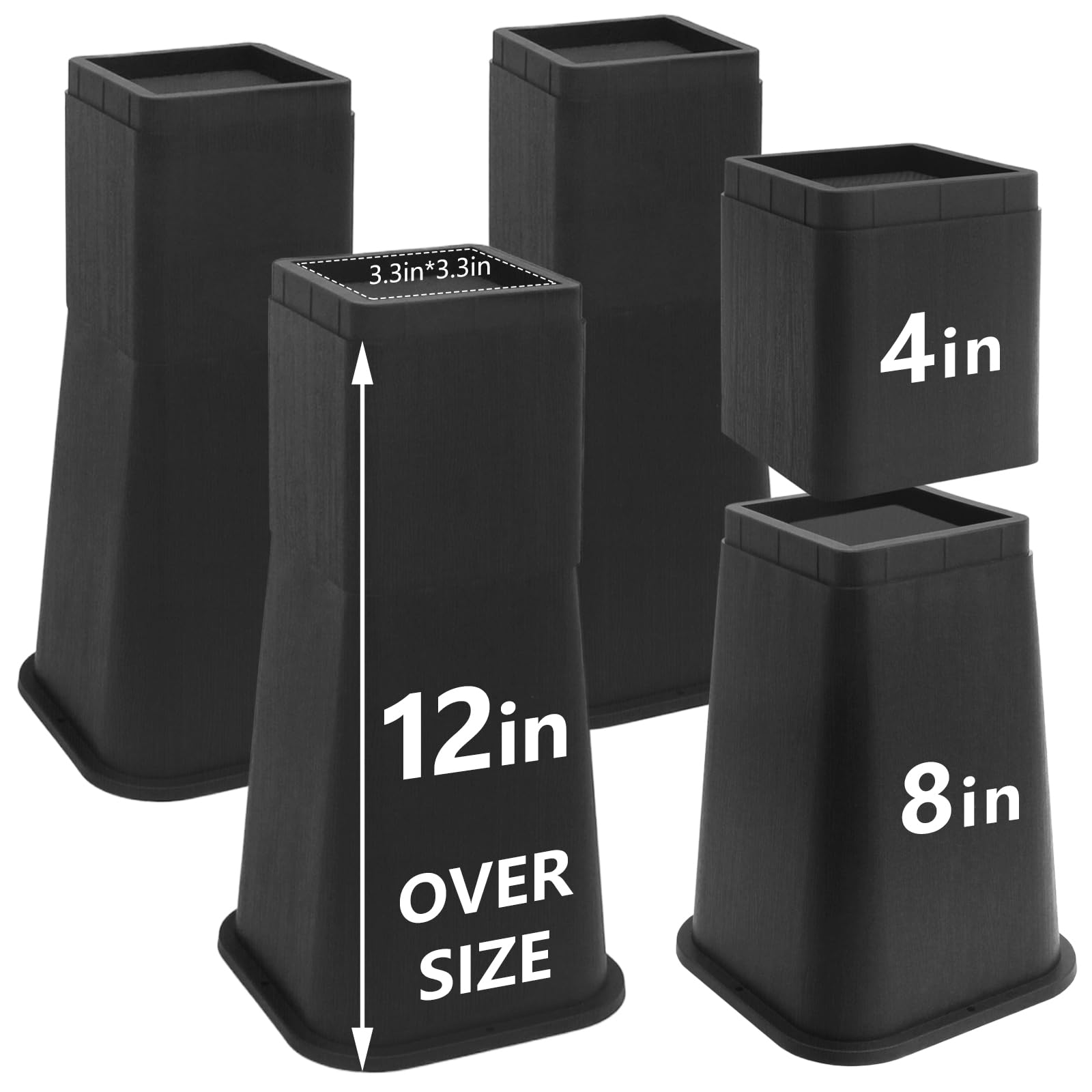 Photo 1 of HANIHUA Bed Risers 12 Inch Heavy Duty, 4 Pack Adjustable Furniture Risers