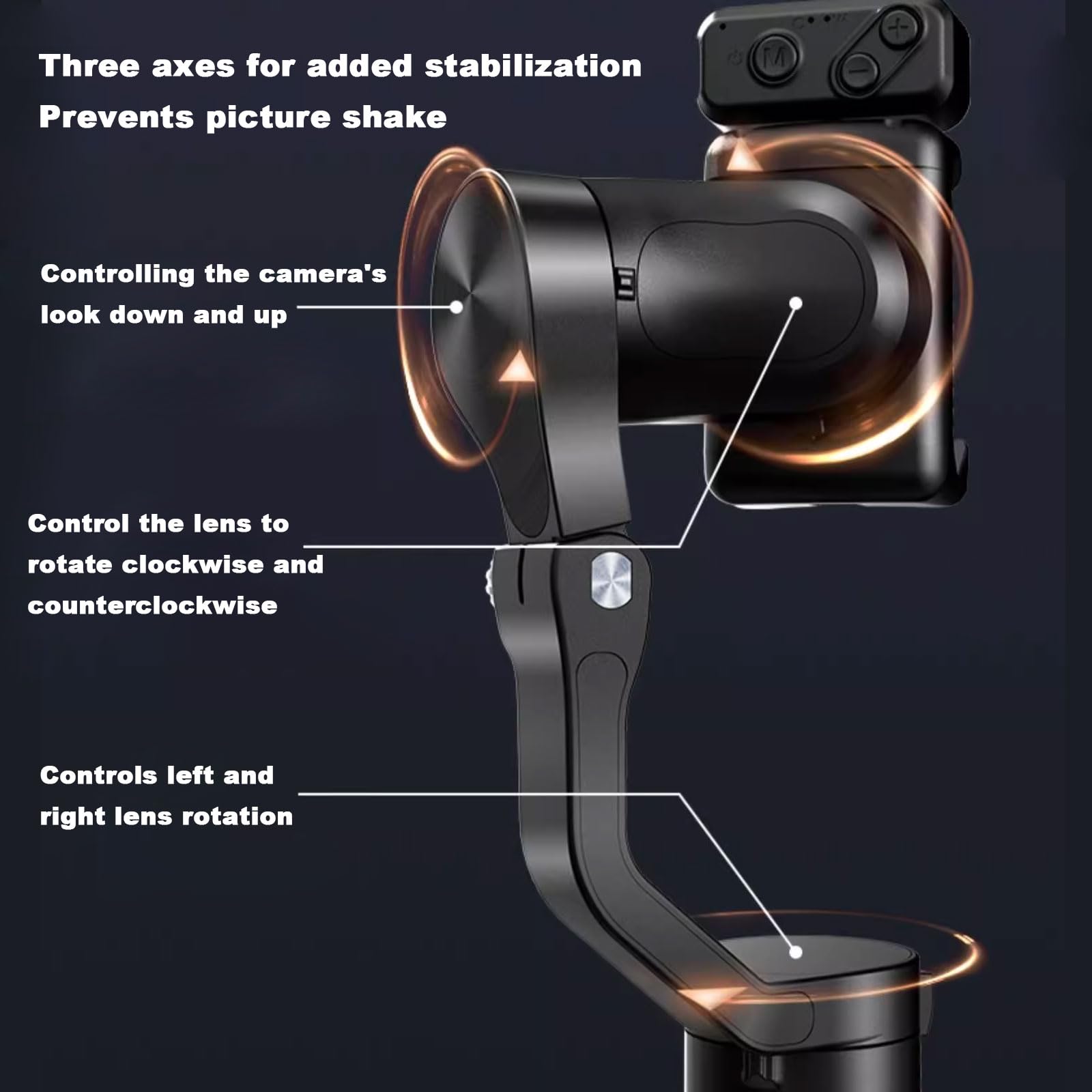 Stabilisateur de cardan, trépied pour perche à selfie avec lumière de remplissage, stabilisateur de cardan à 3 axes pour smartphone, téléphone, appareil photo, stabilisateur pour enregistrement vidéo