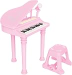 Jouet de clavier pour piano enfant, Jouet d'instrument de musique électronique pour tout-petit avec microphone, sons multiples, lecture d'enregistrement, lumières & Tabouret, Cadeau d'anniversaire 3 4 5 6 7 Années Vieilles filles