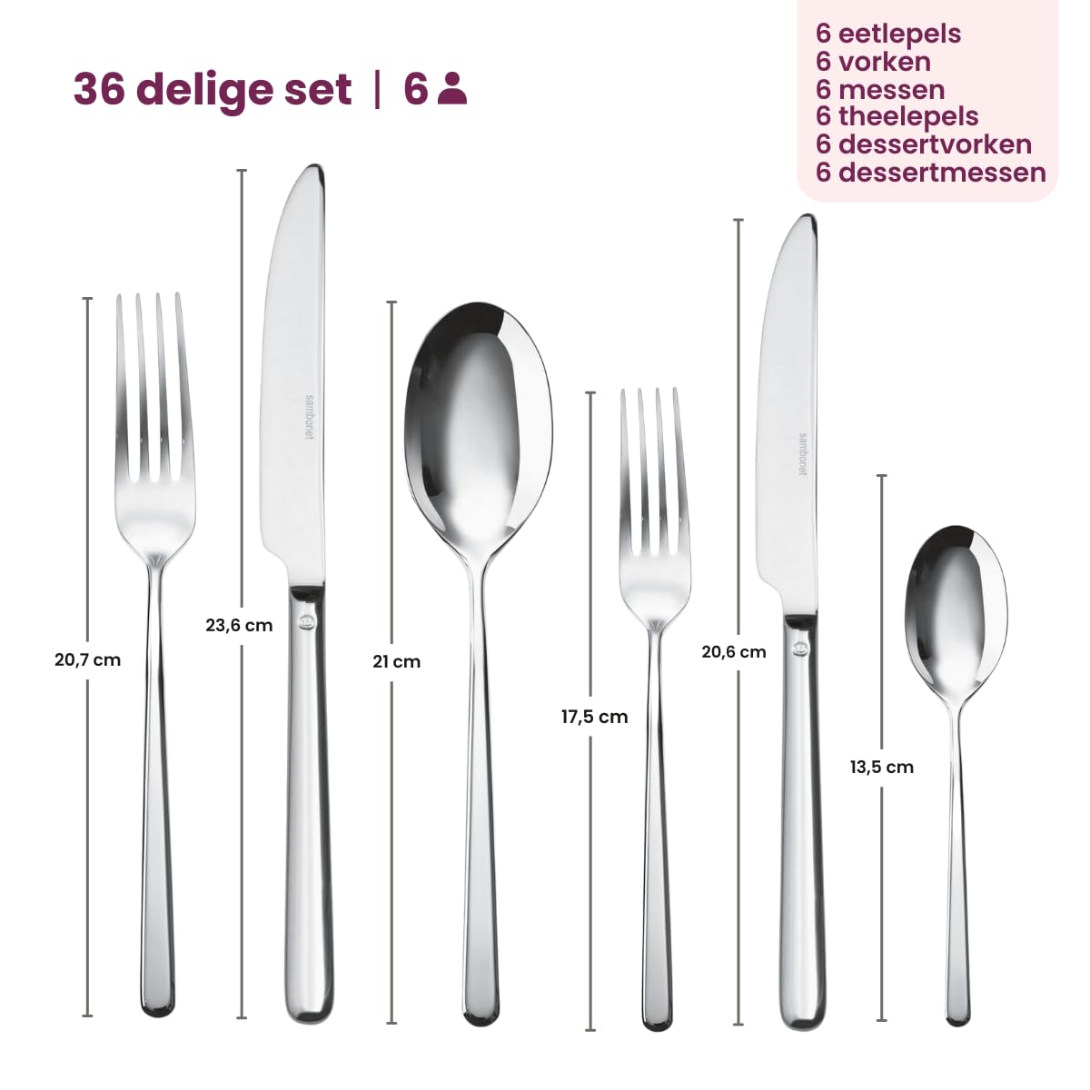 Sambonet 52513-83 sztućce 36-cz. V.h, stal nierdzewna