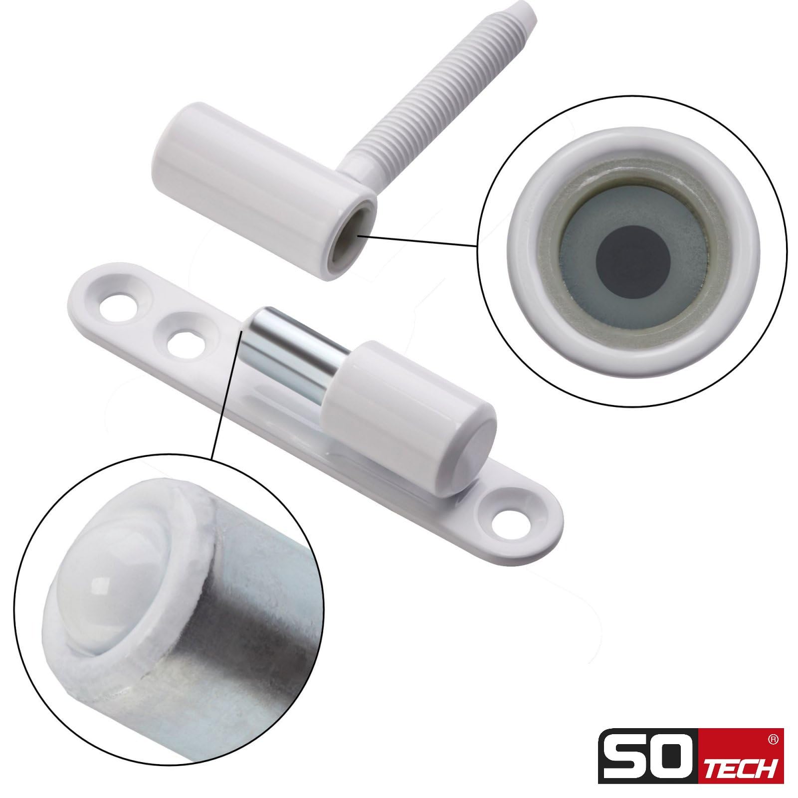 SOTECH 10 piezas Bisagras para puertas Bisagra para taladrar 15 x 83 mm con espiga M8 x 47 mm Bisagra para atornillar Bisagra para puertas interiores para atornillar/taladrar (acero blanco)