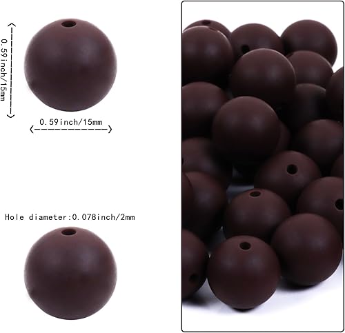 Miniatura 4 de HGUAN 70 cuentas redondas de silicona de 0.59 pulgadas (0.591 in) adecuadas para llaveros hechos a mano, pulseras, collares, joyas, proyectos de